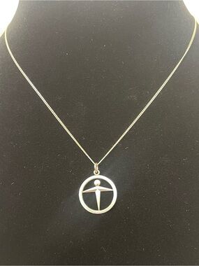 Vintage Tiffany and Co Sterling Silver Manpower Pendant Necklace 16” Chain